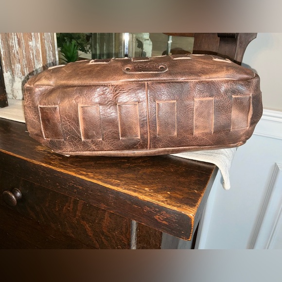 Bed Stu Orchid Woven Leather Handbag Crossbody Bag Teak Brown Retail $280 - Picture 7 of 12